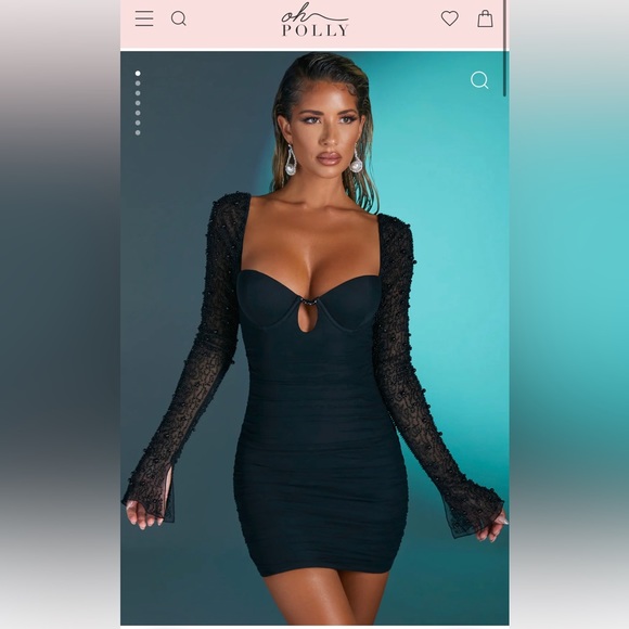 Oh Polly Black Embellished Dress - Picture 4 of 4